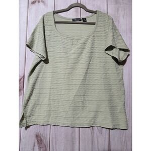 Extra Touch International Womens 2X Sage Green Textured Knit Scoop Neck Top